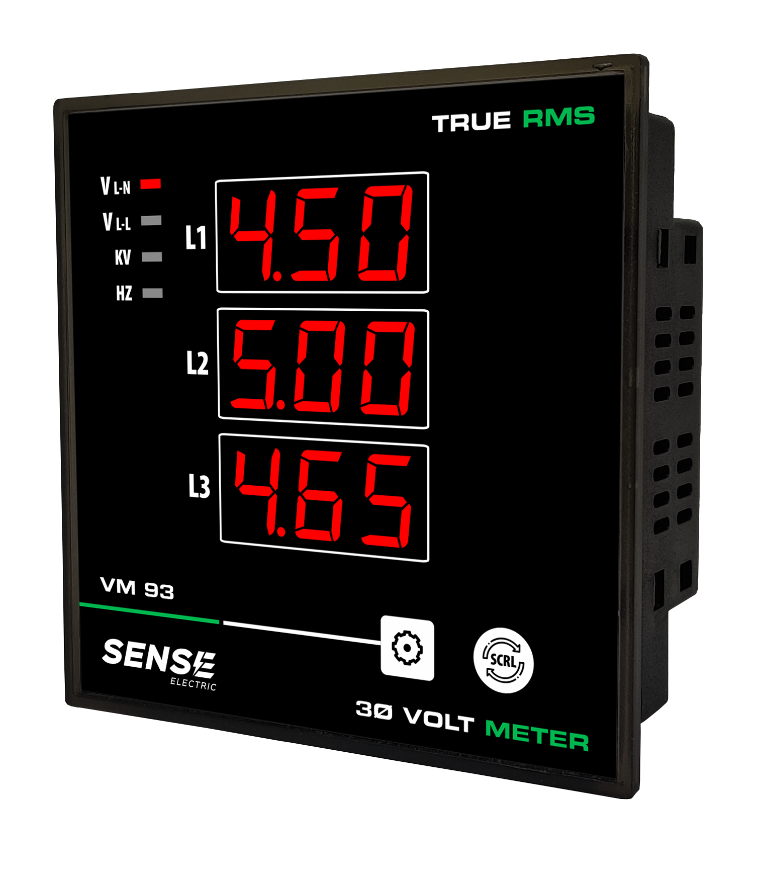 Three Phase Voltmeter, Three Line Display